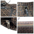 Fendi Zucchino Brown Silver Canvas Leather Tote — view 5