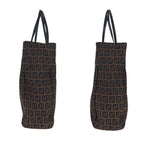Fendi Zucchino Brown Silver Canvas Leather Tote — view 7