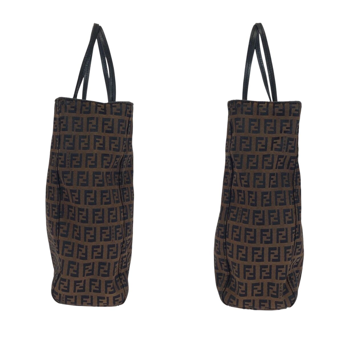 Fendi Zucchino Brown Silver Canvas Leather Tote — view 7