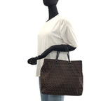 Fendi Zucchino Brown Silver Canvas Leather Tote — view 6