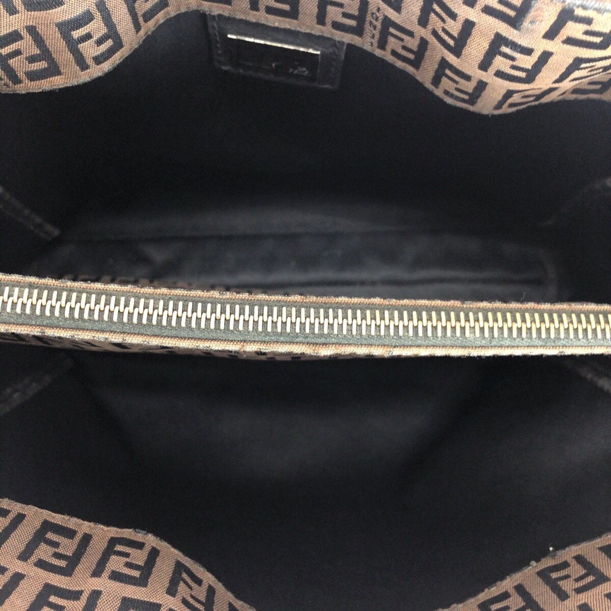 Fendi Zucchino Brown Silver Canvas Leather Tote — view 8
