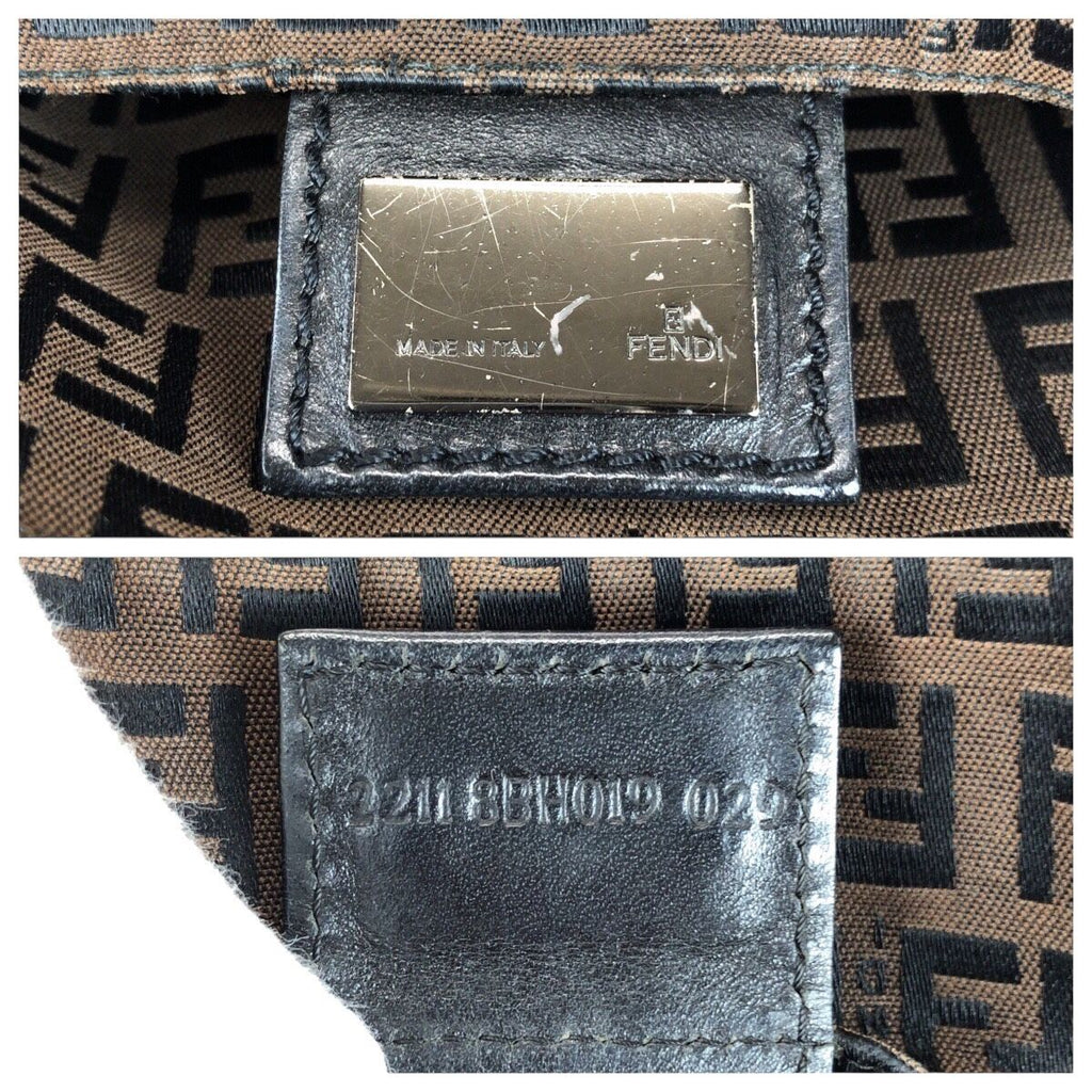 Fendi Zucchino Brown Silver Canvas Leather Tote — view 4