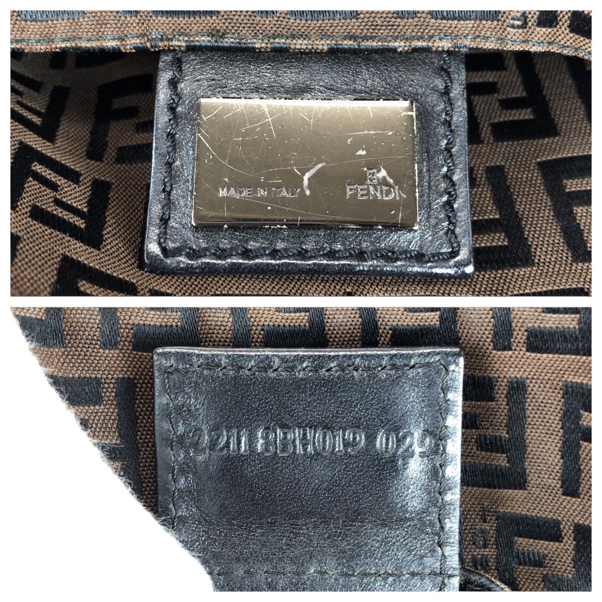 Fendi Zucchino Brown Silver Canvas Leather Tote — view 4