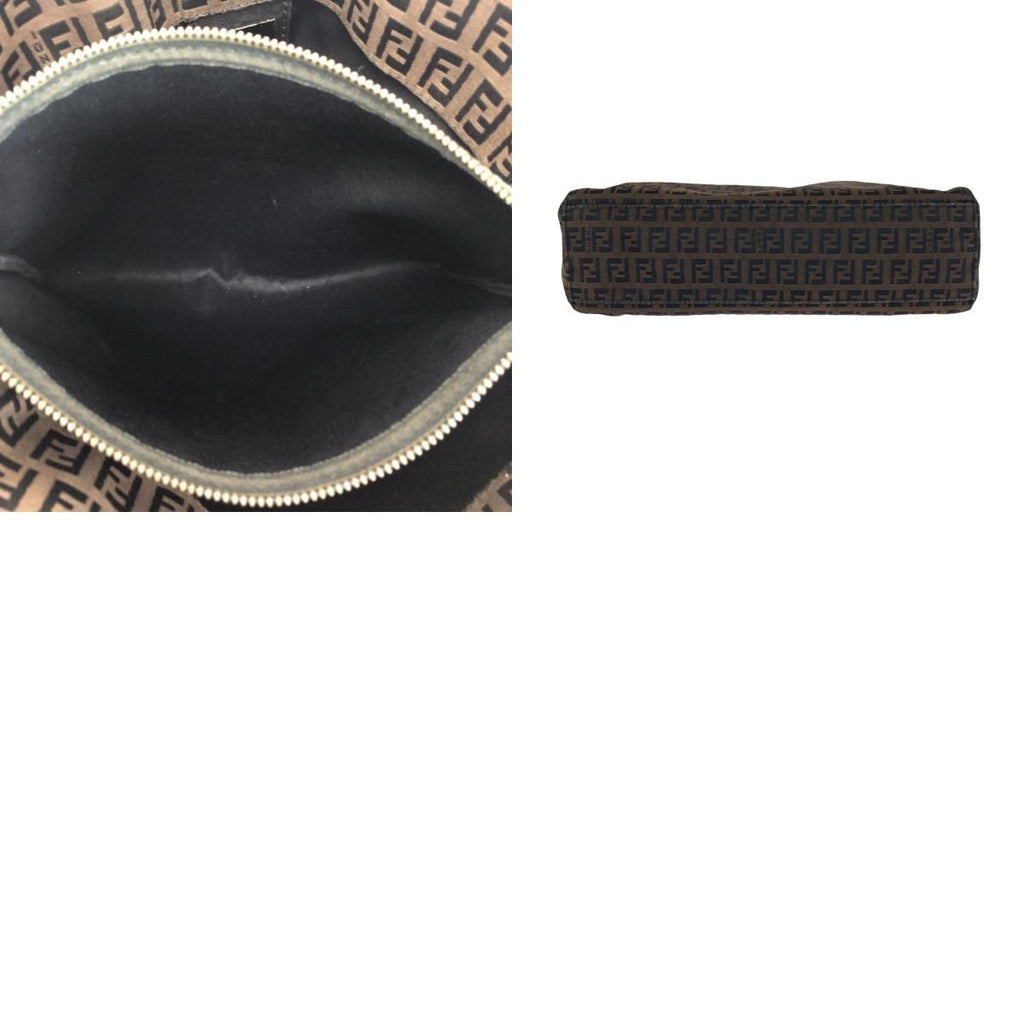 Fendi Zucchino Brown Silver Canvas Leather Tote — view 9