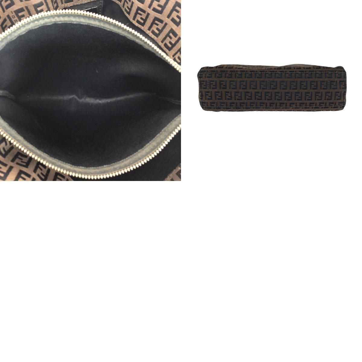 Fendi Zucchino Brown Silver Canvas Leather Tote — view 9
