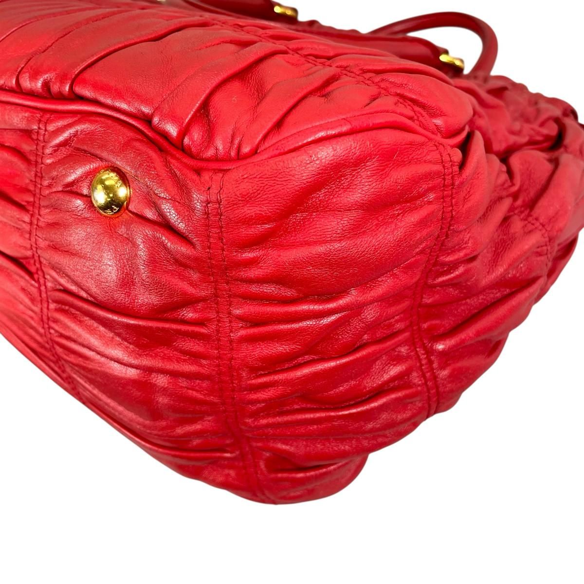 Prada Shoulder Bag Nappa Goful Tote Red — view 8