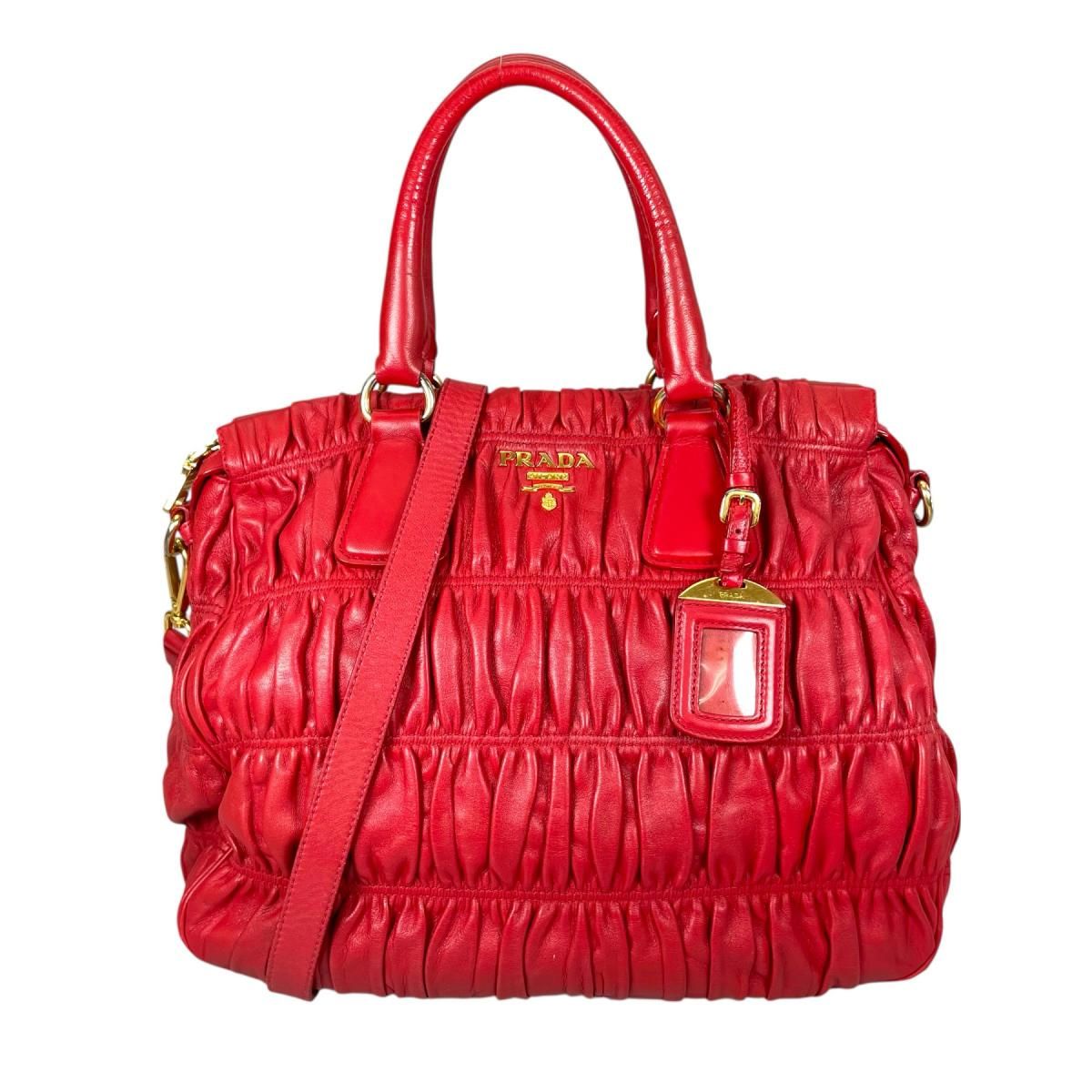 Prada Shoulder Bag Nappa Goful Tote Red — view 2