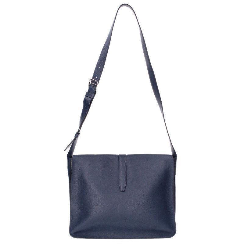 Hermes Ste Bright Togo Blue Nuit Flap Shoulder Bag — view 2