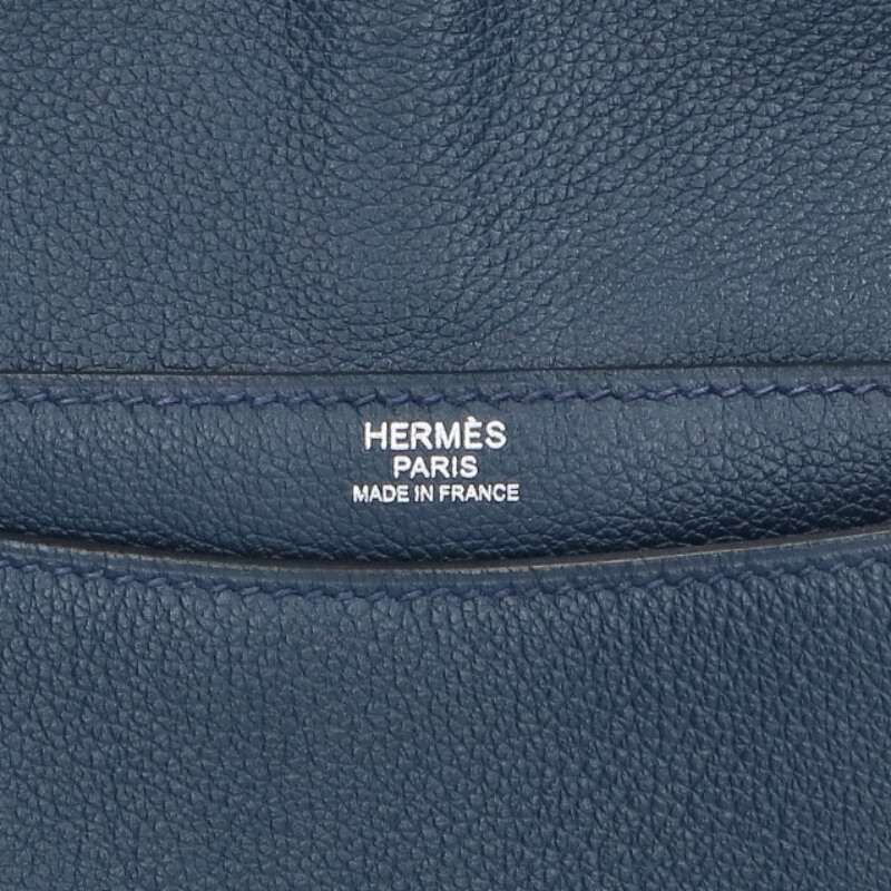 Hermes Ste Bright Togo Blue Nuit Flap Shoulder Bag — view 3
