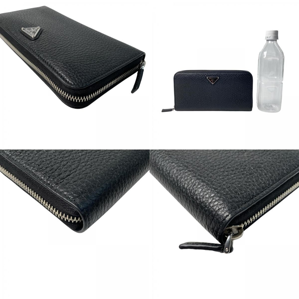 Prada Vitello Daino Leather Wallet Black — view 9