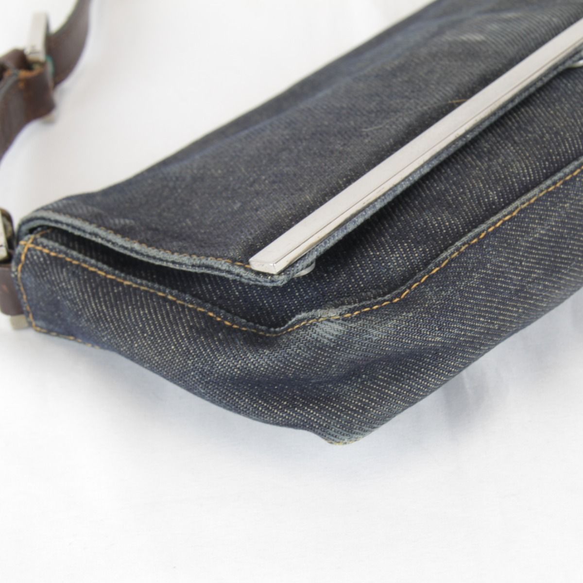 Fendi Logo Shoulder Pouch Mini Bag Denim Navy High Casual — view 6