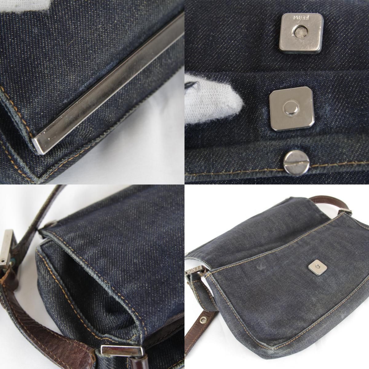 Fendi Logo Shoulder Pouch Mini Bag Denim Navy High Casual — view 9