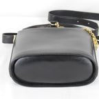 Celine Circle Logo Shoulder Bag Vintage Black Gold Leather High — view 7