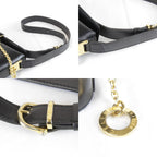 Celine Circle Logo Shoulder Bag Vintage Black Gold Leather High — view 9