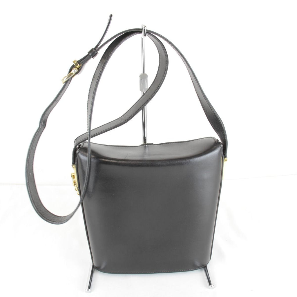 Celine Circle Logo Shoulder Bag Vintage Black Gold Leather High — view 2