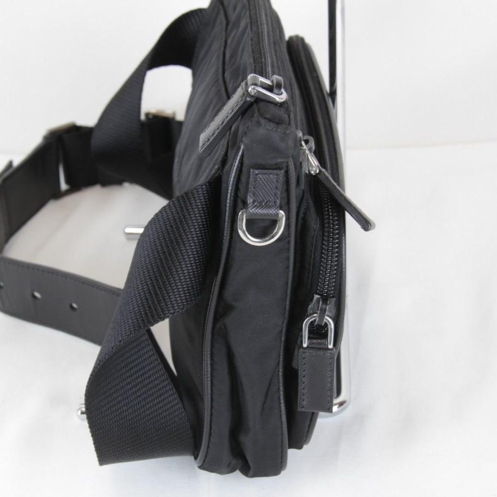 Prada Usedprada Saffiano Waist Bag Tessuto Nylon Black High Simple — view 4