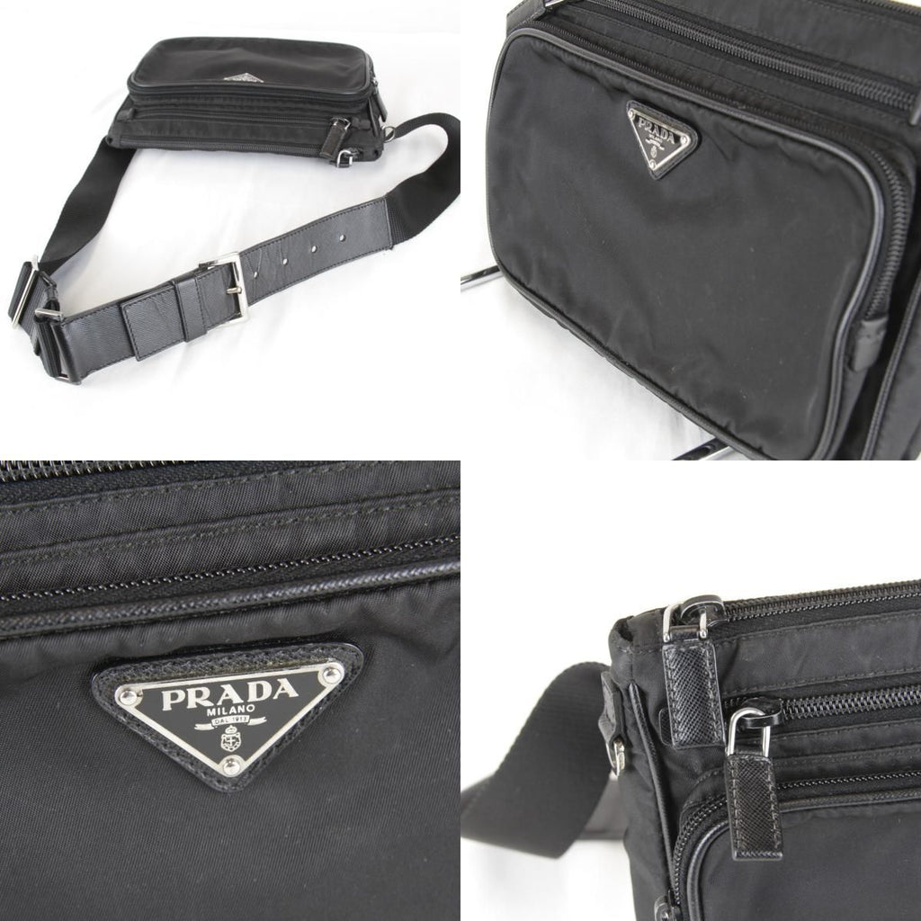 Prada Usedprada Saffiano Waist Bag Tessuto Nylon Black High Simple — view 9