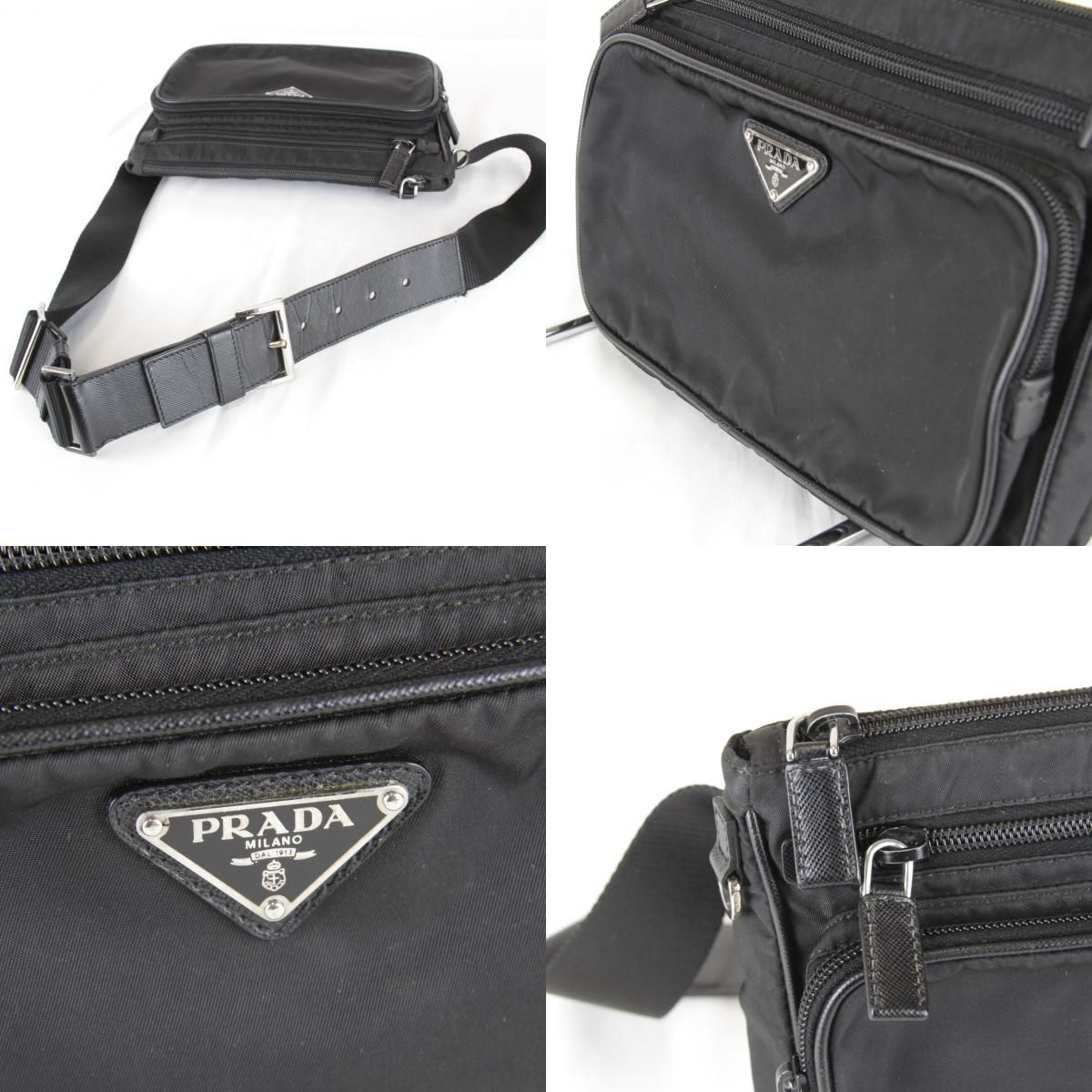 Prada Usedprada Saffiano Waist Bag Tessuto Nylon Black High Simple — view 9