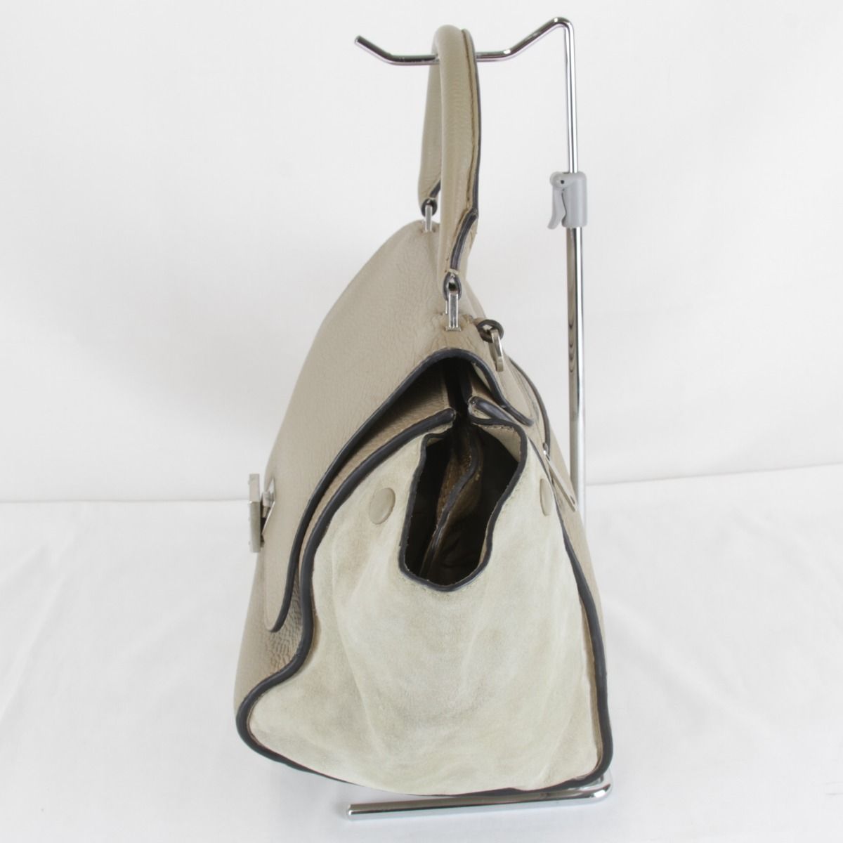 Celine Small Trapeze 2-Way Shoulder Bag Leather Suede Beige High — view 3