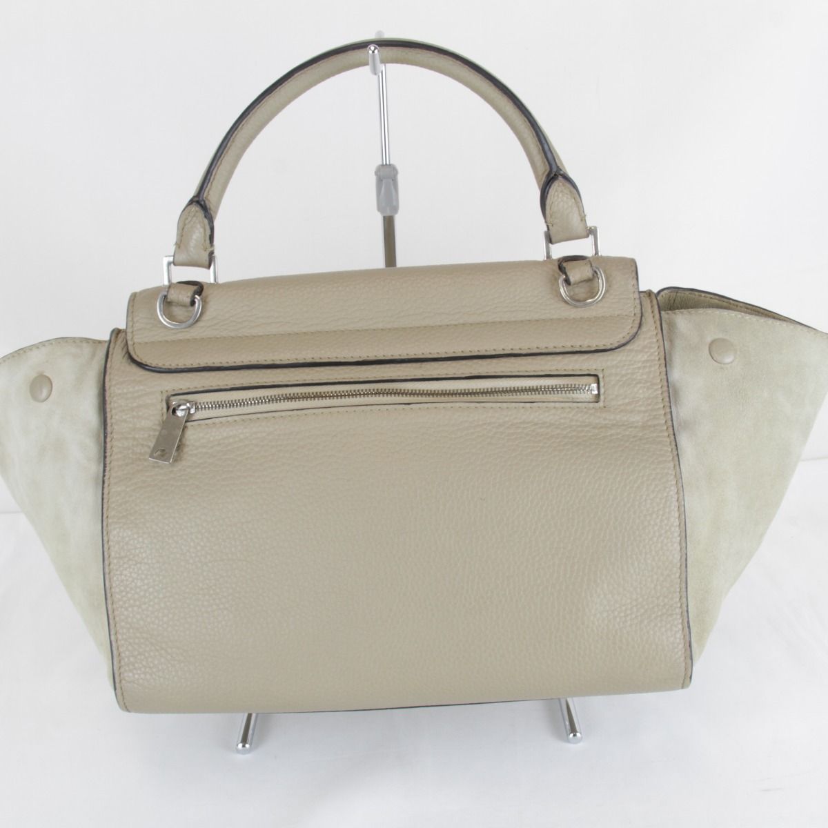 Celine Small Trapeze 2-Way Shoulder Bag Leather Suede Beige High — view 2