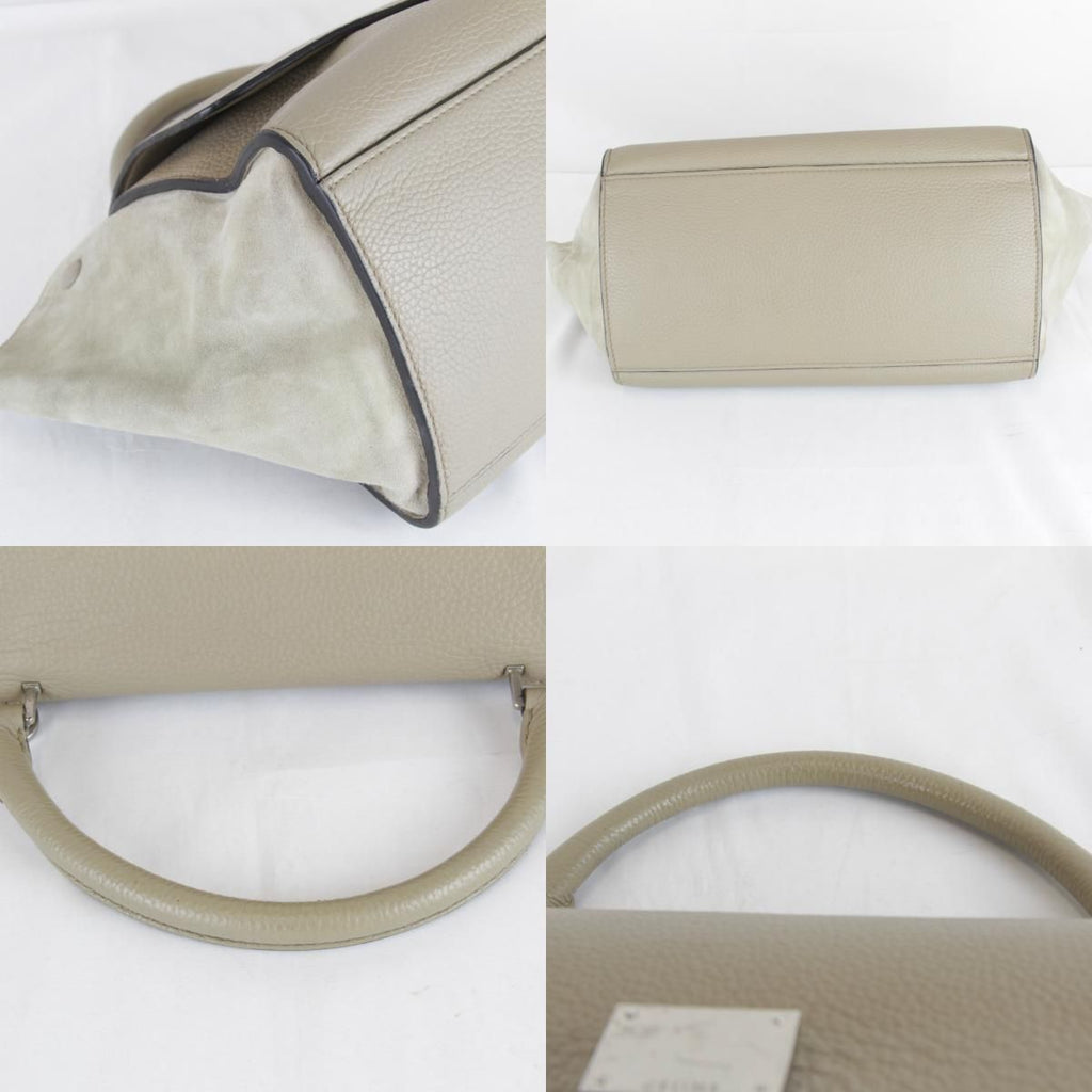 Celine Small Trapeze 2-Way Shoulder Bag Leather Suede Beige High — view 6