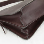 Celine Chain Shoulder Bag Leather Gold Wine Red High Simple — view 6