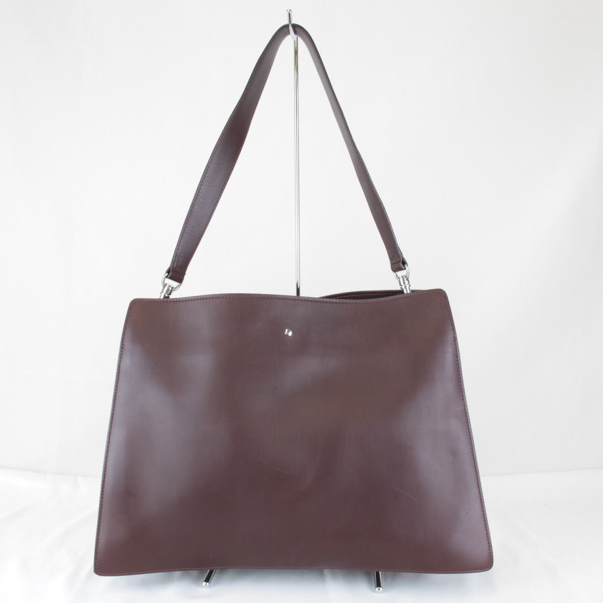 Celine Chain Shoulder Bag Leather Gold Wine Red High Simple — view 2