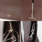 Celine Chain Shoulder Bag Leather Gold Wine Red High Simple — view 9