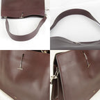 Celine Chain Shoulder Bag Leather Gold Wine Red High Simple — view 8