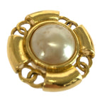 Chanel Faux Pearl CC Logo Gold White Plated Earrings 93 — view 9