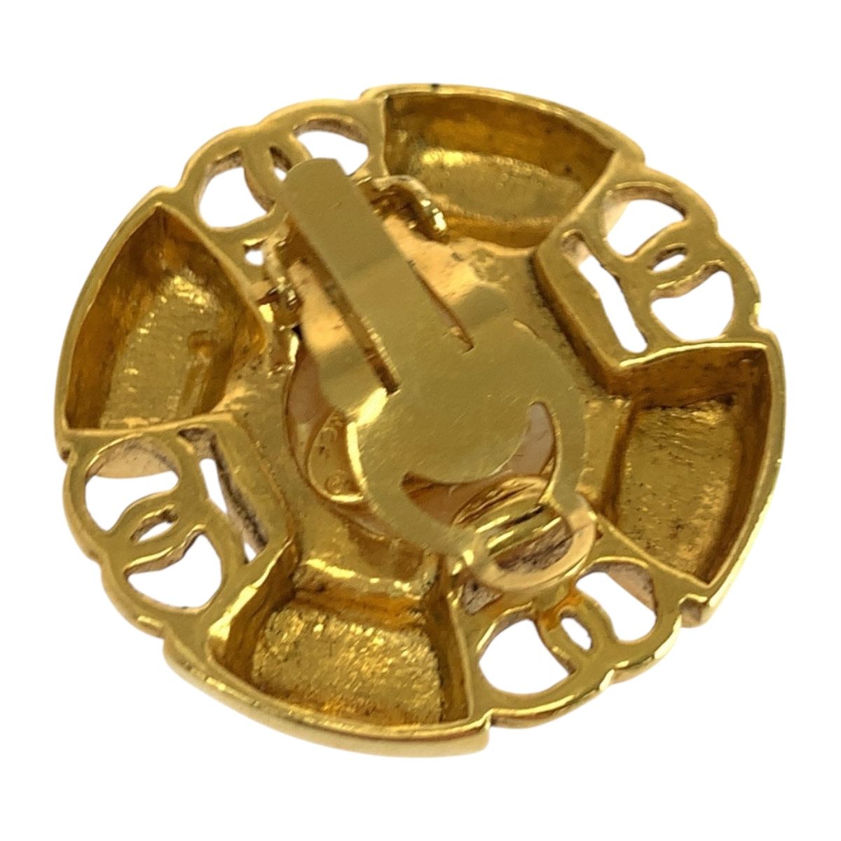Chanel Faux Pearl CC Logo Gold White Plated Earrings 93 — view 6