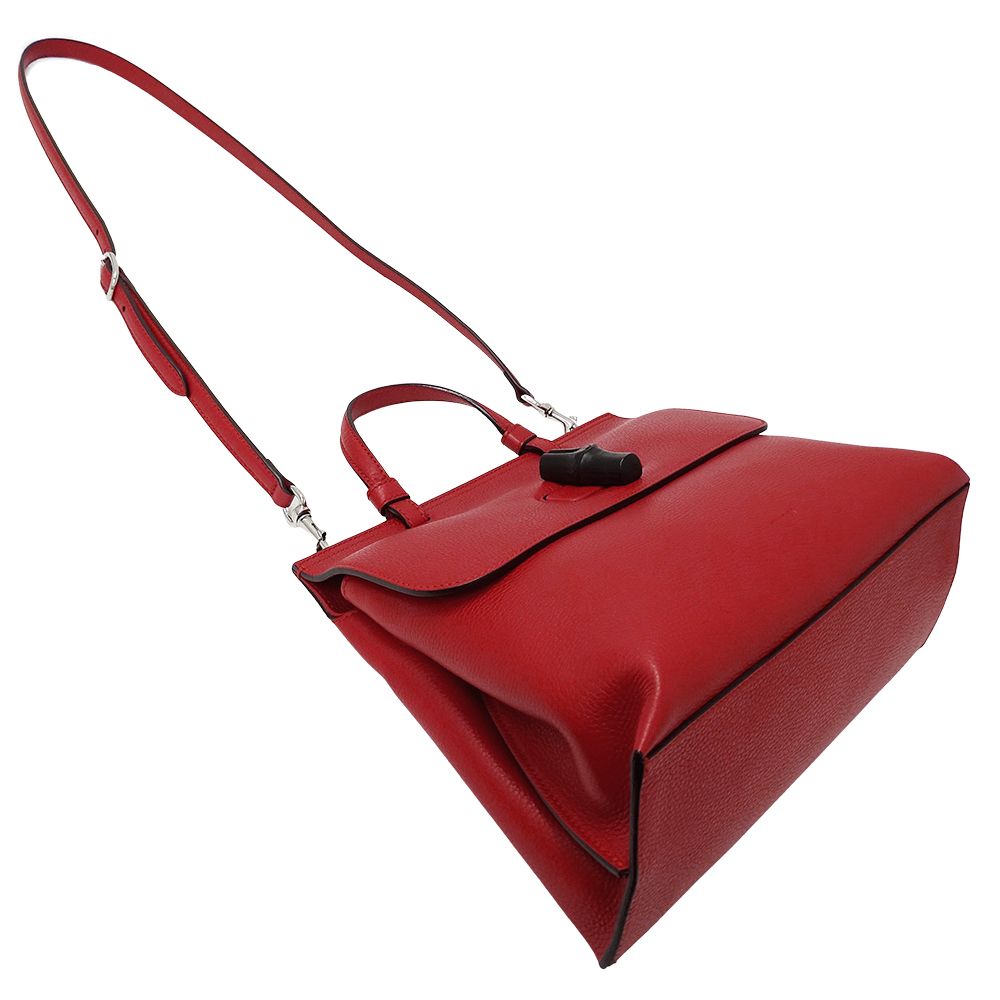 Gucci 2-Way Shoulder Bag Bamboo Leather Red — view 4