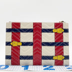 Gucci Clutch GG Marmont Ivory Red Navy Leather Belt Motif Gold — view 2