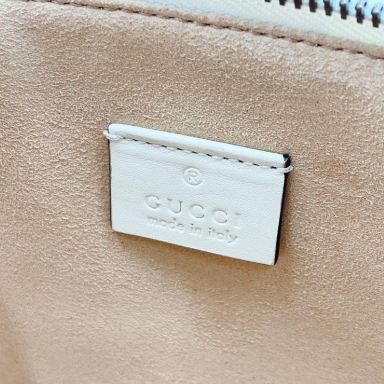 Gucci Clutch GG Marmont Ivory Red Navy Leather Belt Motif Gold — view 8