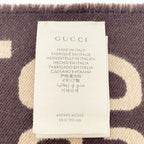 Gucci Scarf GG Jacquard Brown Beige 91% Wool 9% Silk — view 3