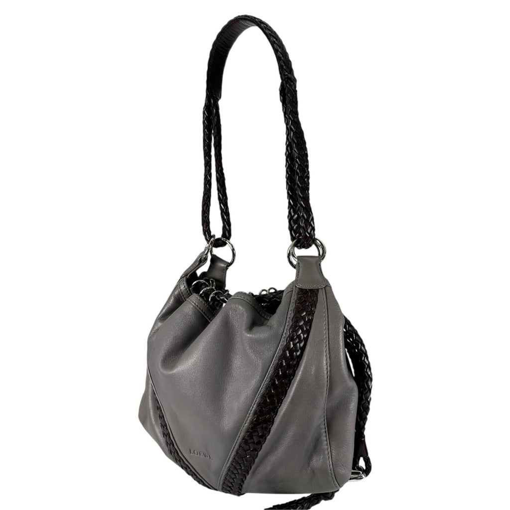 Loewe Shoulder Bag Leather Gray Braid — view 2