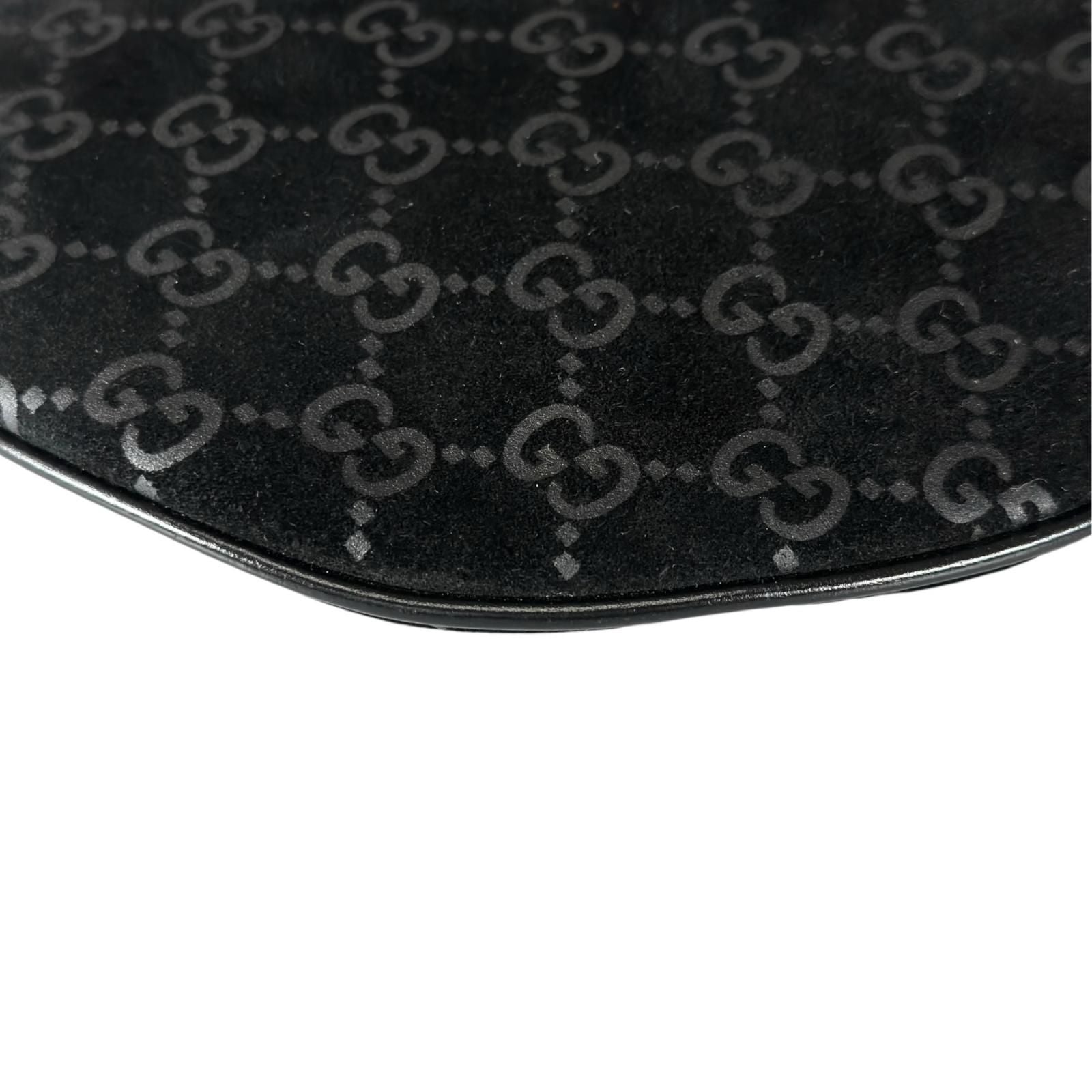Gucci Shoulder Bag Suede Black GG Pattern — view 8