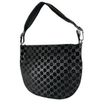 Gucci Shoulder Bag Suede Black GG Pattern — view 2