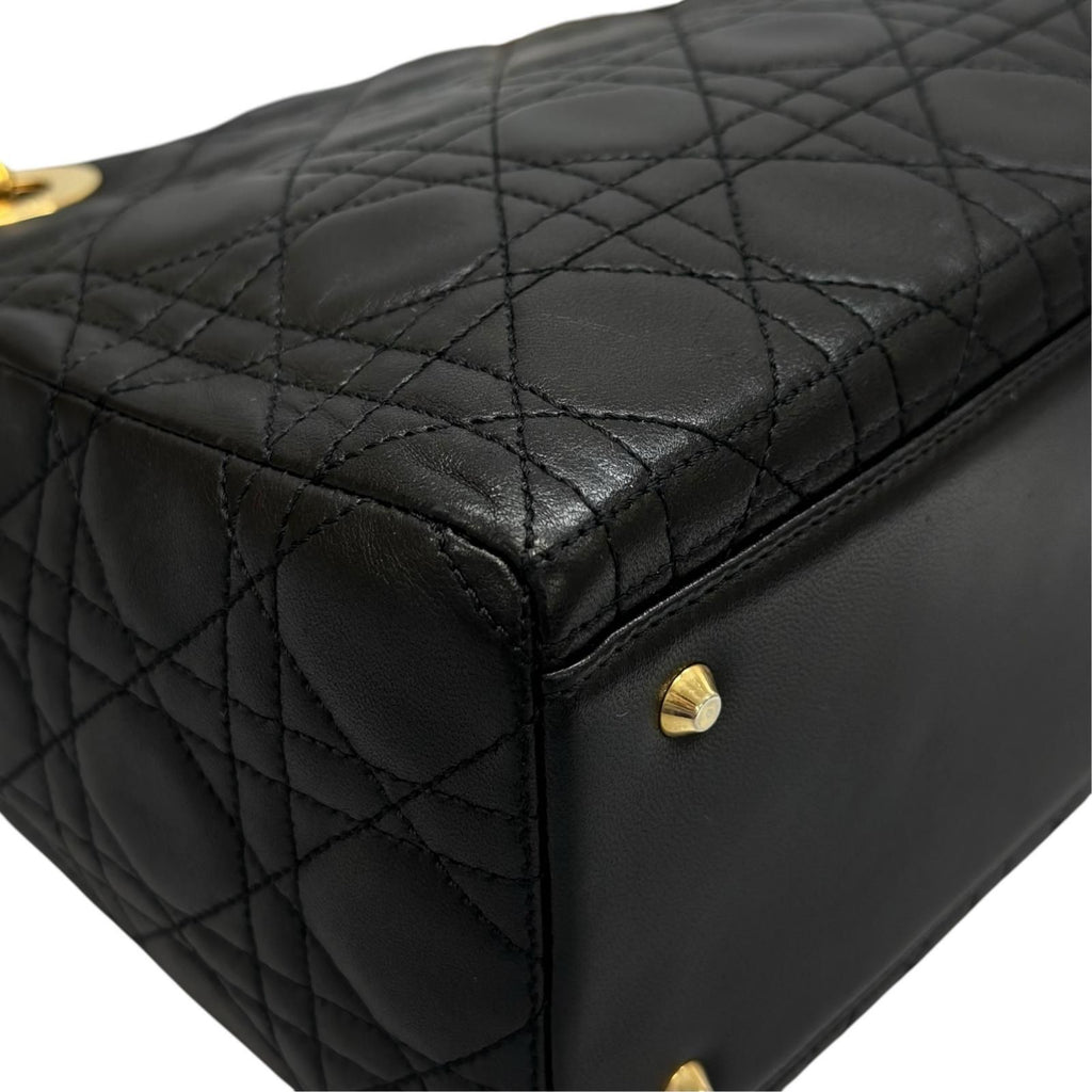 Dior Lady Dior Handbag Lambskin Black Medium — view 7