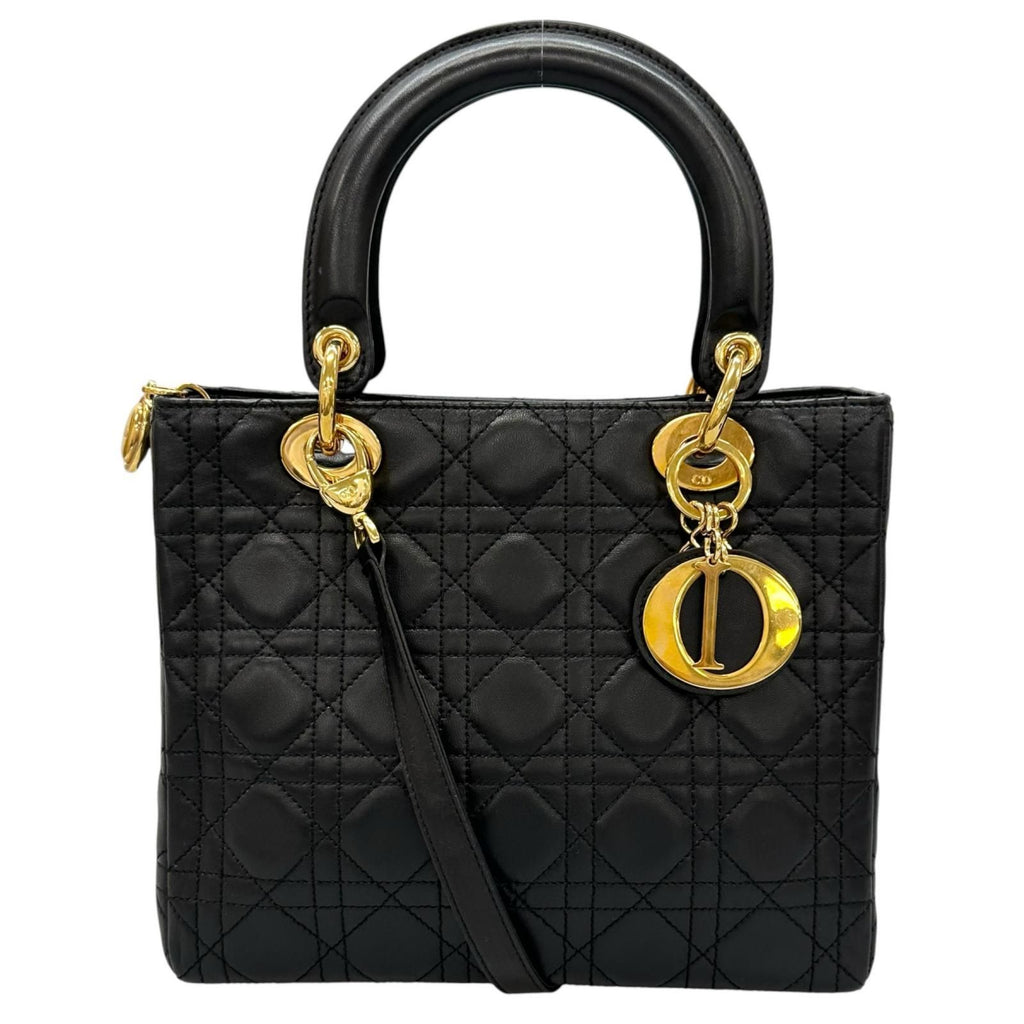 Dior Lady Dior Handbag Lambskin Black Medium