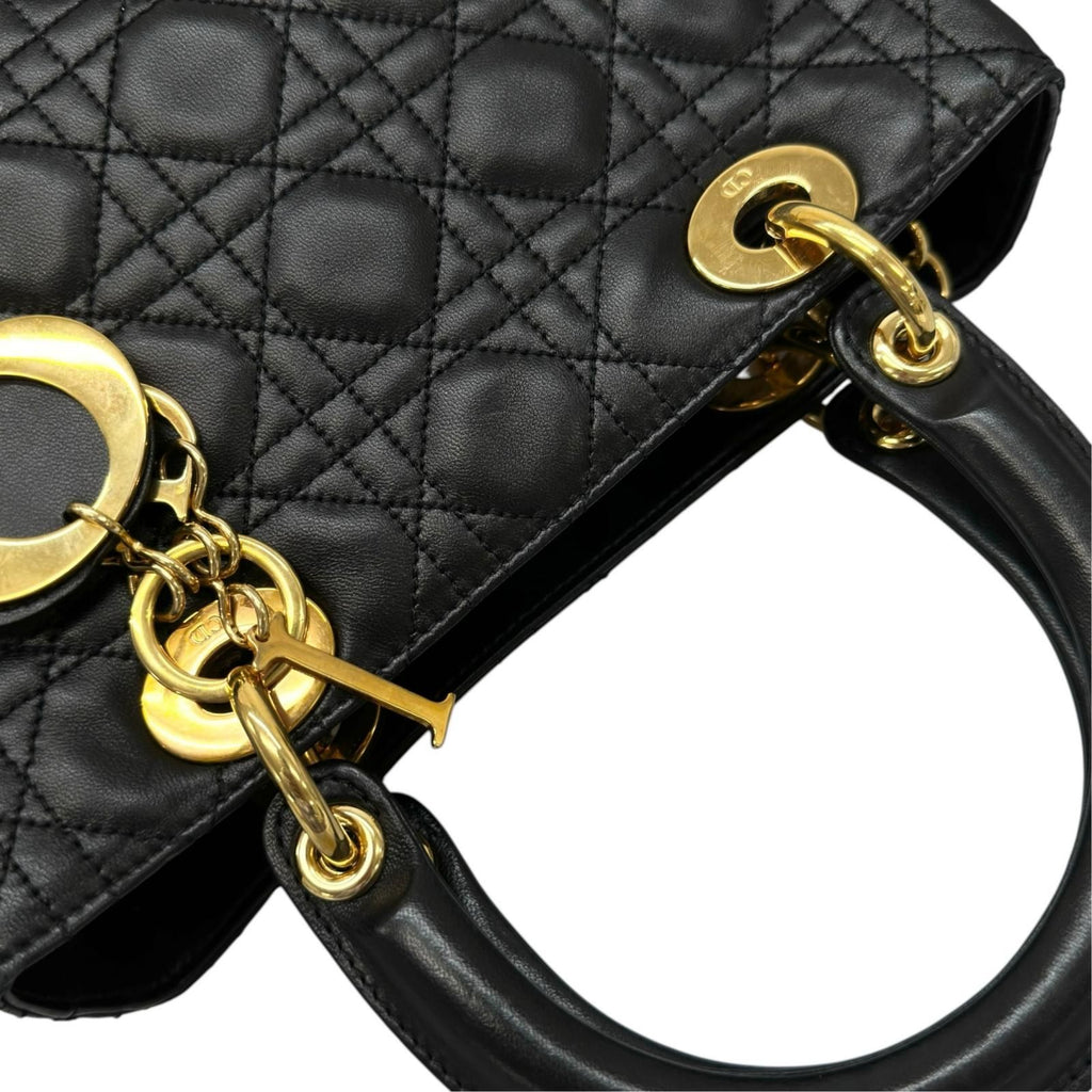 Dior Lady Dior Handbag Lambskin Black Medium — view 6
