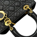 Dior Lady Dior Handbag Lambskin Black Medium — view 6