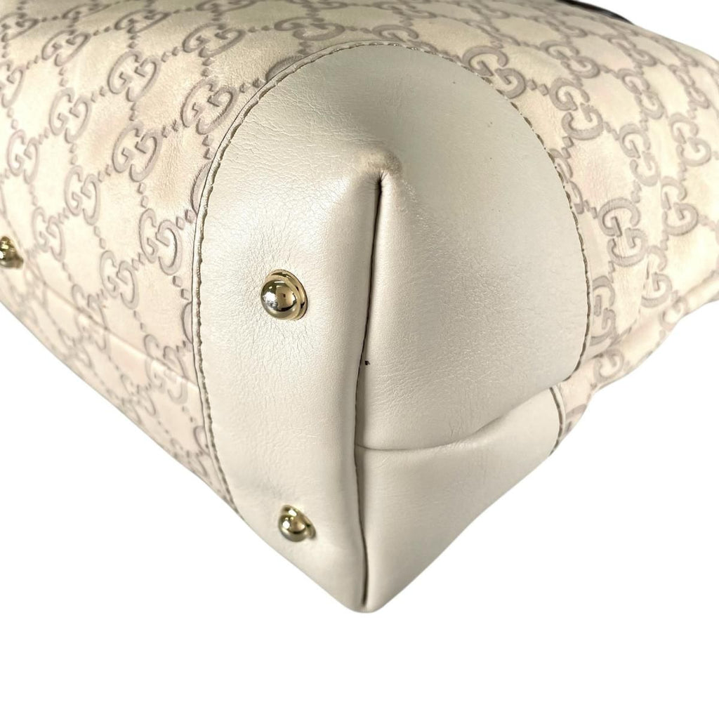 Gucci Guccissima 2-Way Tote Horsebit Shoulder Bag Beige — view 8