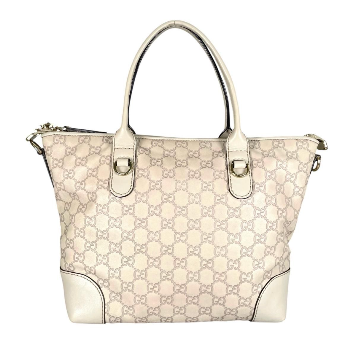 Gucci Guccissima 2-Way Tote Horsebit Shoulder Bag Beige — view 3