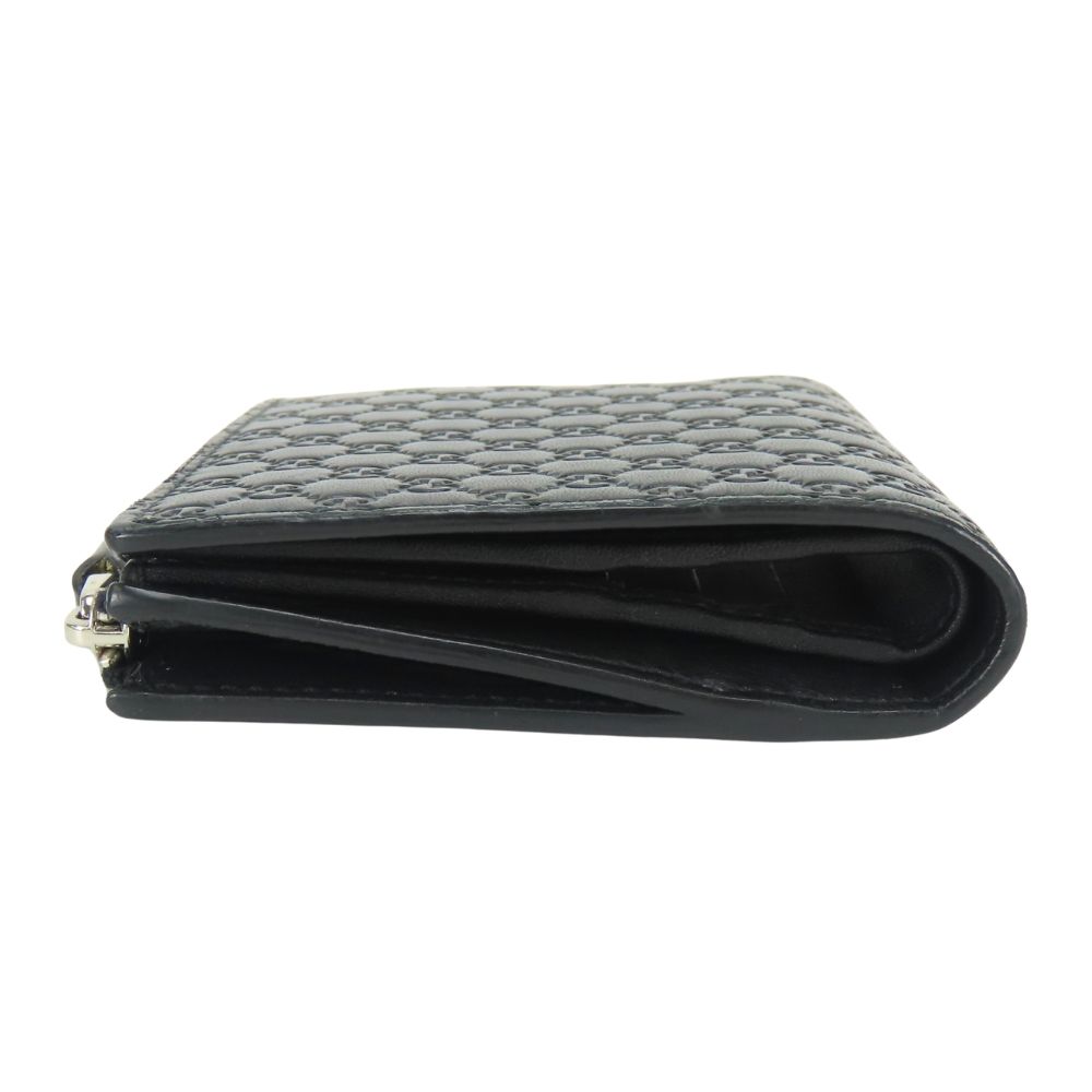 Gucci Bifold Wallet Micro GG Guccissima Leather Black Compact — view 5
