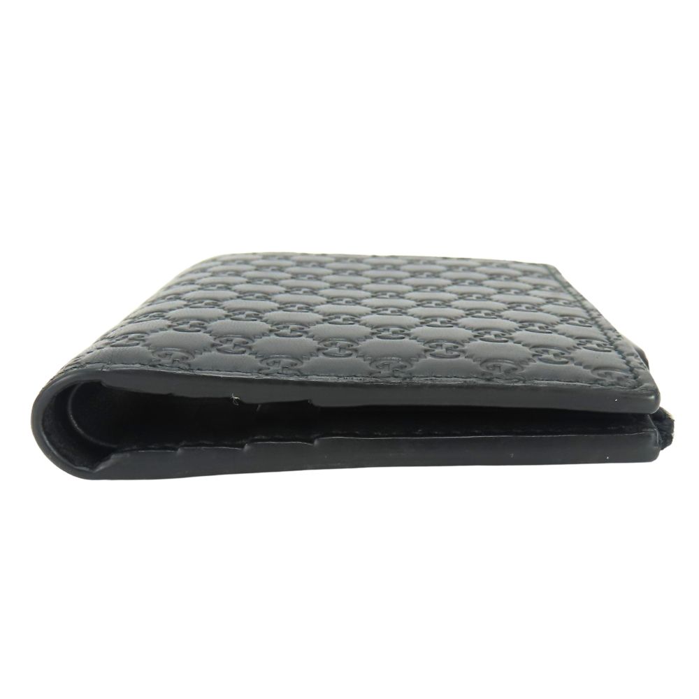 Gucci Bifold Wallet Micro GG Guccissima Leather Black Compact — view 4
