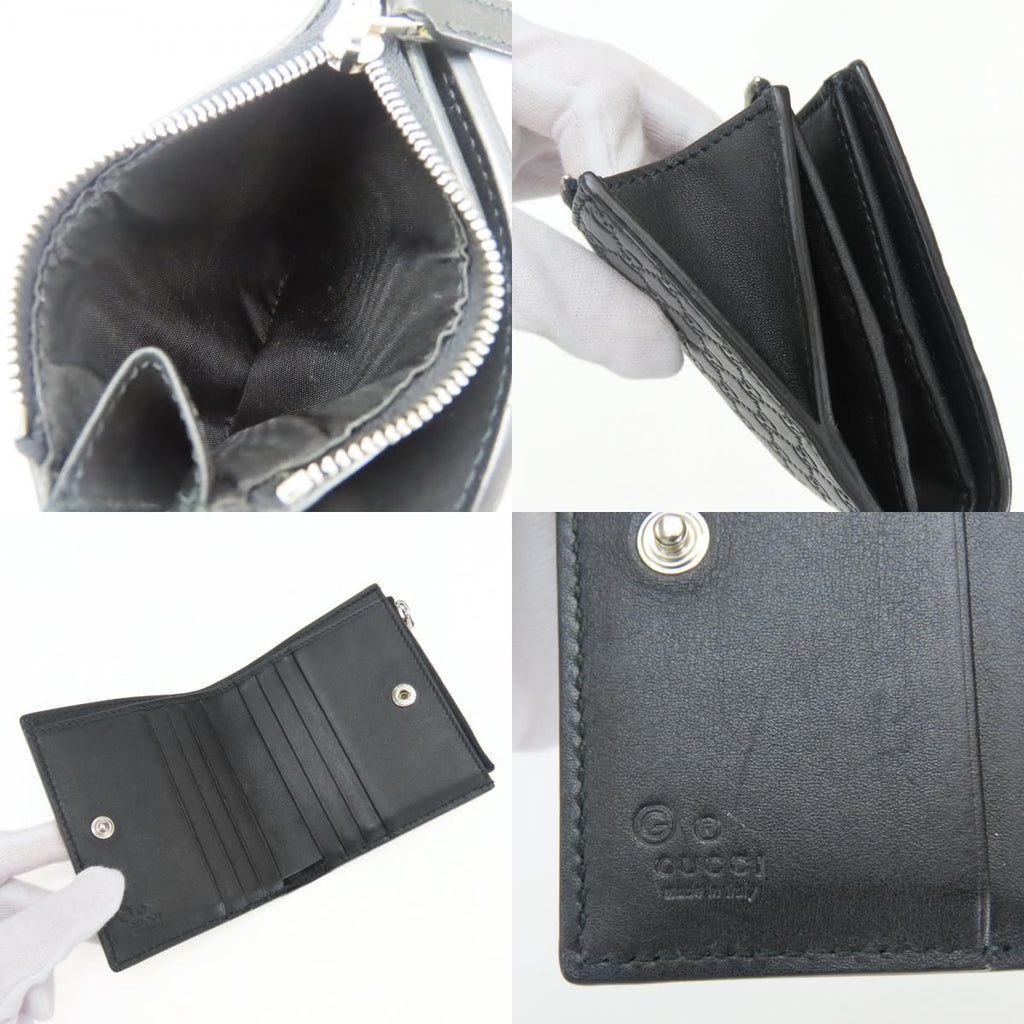 Gucci Bifold Wallet Micro GG Guccissima Leather Black Compact — view 7