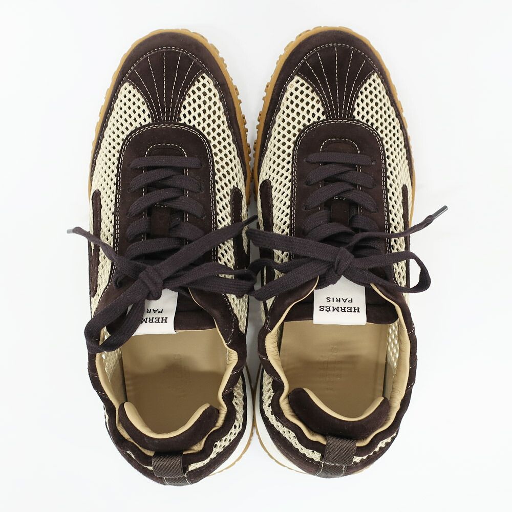 Hermes Sneakers Jet Beige Brown 41.5 H Logo Shoes — view 3