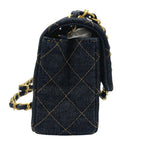 Chanel Shoulder Bag Quilted Mini 20 Denim Indigo Blue — view 4