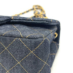 Chanel Shoulder Bag Quilted Mini 20 Denim Indigo Blue — view 6